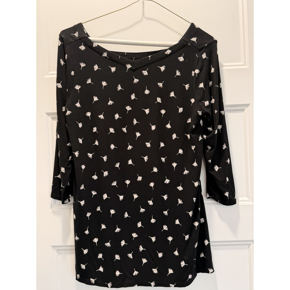 J Jill Wearever Collection Ginkgo Leaf Print Tunic Top Small